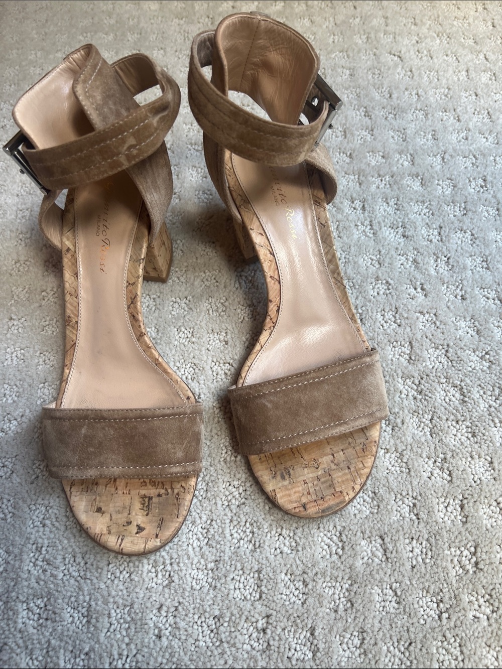 Gianvito Rossi suede sandals. Tan color. Perfect shape. Size 7 1/2